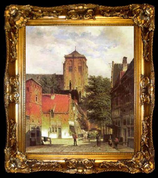 framed  unknow artist European city landscape, street landsacpe, construction, frontstore, building and architecture. 164, ta009-2